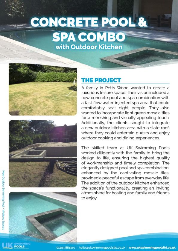 UK Swimming Pools Project - Concrete Pool and Spa Combo with Outdoor Kitchen