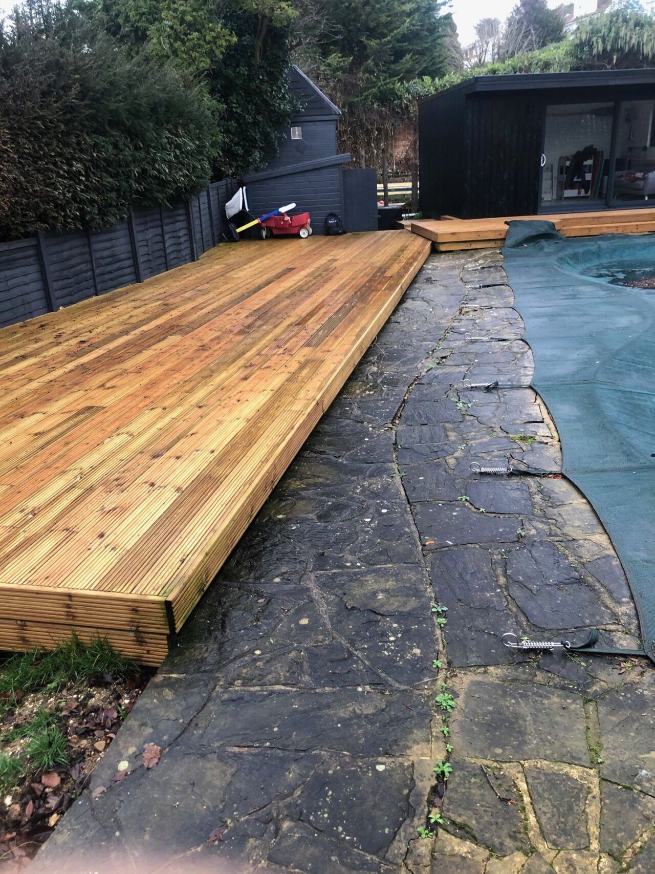 The clients requested a full modernization of the swimming pool and its surrounding area The clients requested a full modernization of the swimming pool and its surrounding area