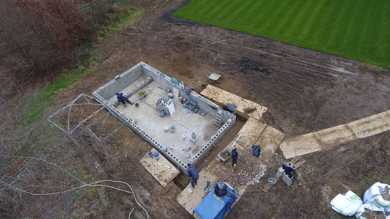 Drone shot of the installation process showing the surroundings