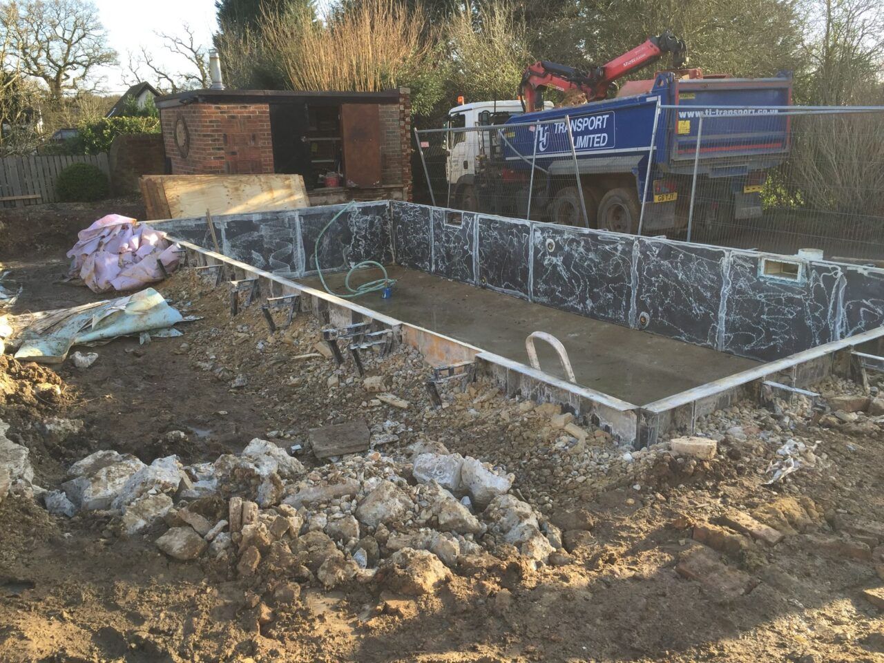 The old panelled liner pool will be transformed into the centrepiece of a proposed pool enclosure building