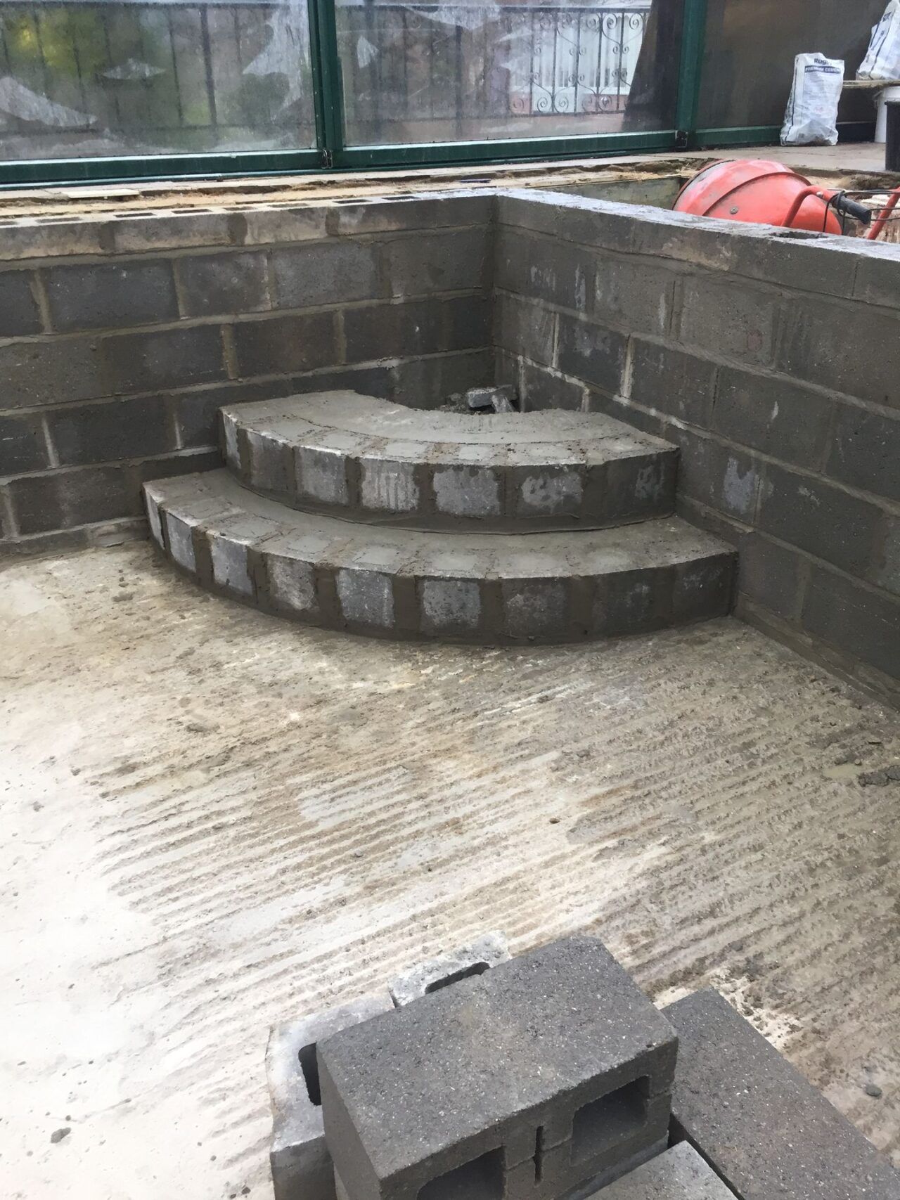 New steps are being built for the swimming pool