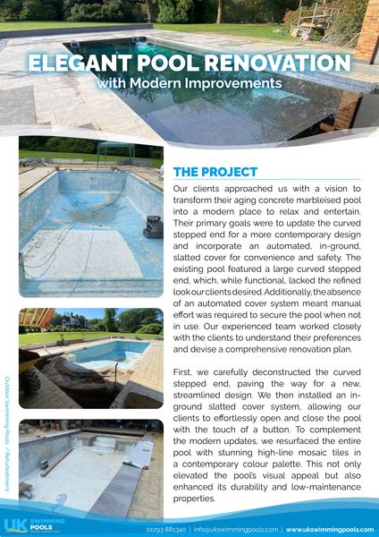 UK Swimming Pools Case Study - Elegant Pool Renovation with Modern Improvements UK Swimming Pools Project - Elegant Pool Renovation with modern improvements
