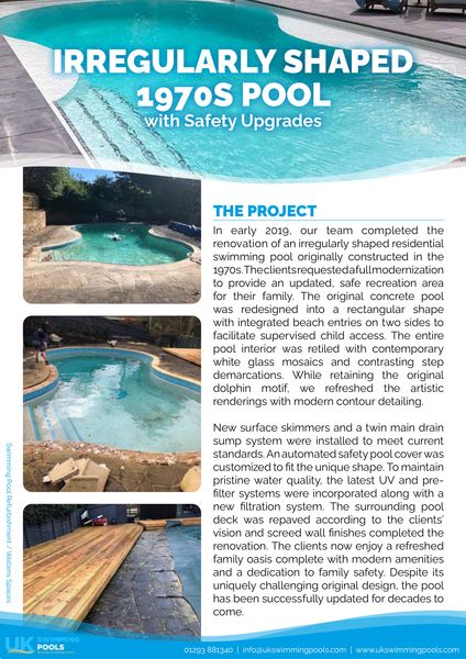 UK Swimming Pools Case Study - Irregular Shaped 1970’s Pool UK Swimming Pools Project - Refurbishing an Irregularly Shaped 1970s Pool with Safety Upgrades
