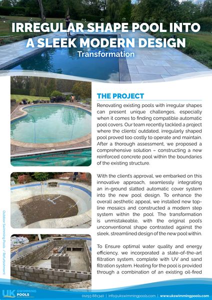 UK Swimming Pools Case Study - Transforming an Irregular Shape Pool UK Swimming Pools Project - Transforming an Irregular Shape Pool into a Sleek Modern Design