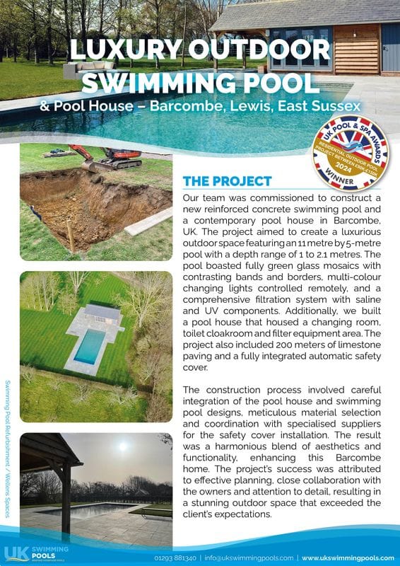 UK Swimming Pools Case Study - Barcombe Swimming Pool & Pool House UK Swimming Pools Project - Balcombe Swimming Pool & Pool House